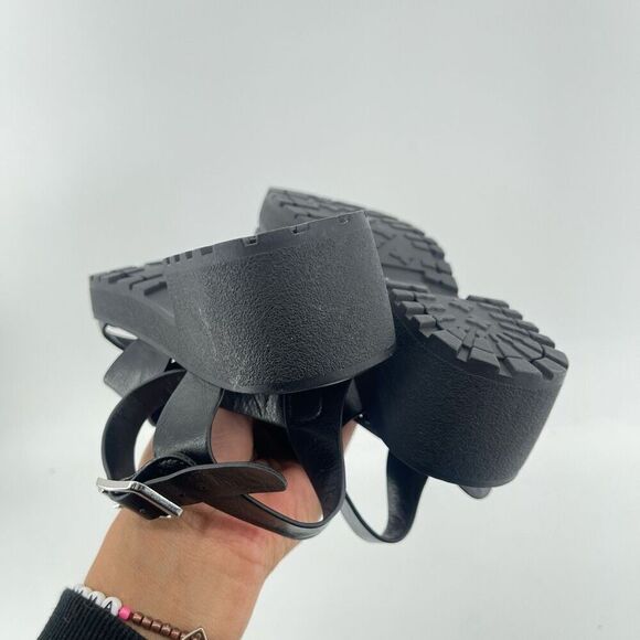 SODA Account Girls Black Platform Sandals Size 3 Y2K Chunky Heel Open Toe Shoes - Picture 9 of 13